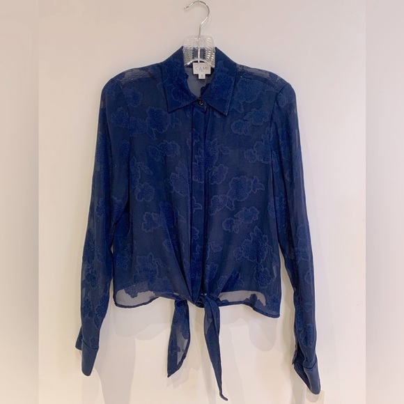 CAMI NYC - semi sheer tie front blouse - Picture 2 of 11